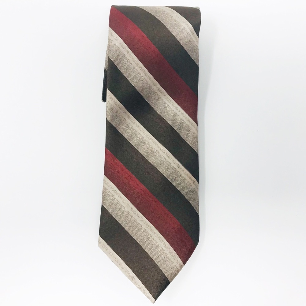 Mens Stafford Brown Tan and Red Necktie Tie